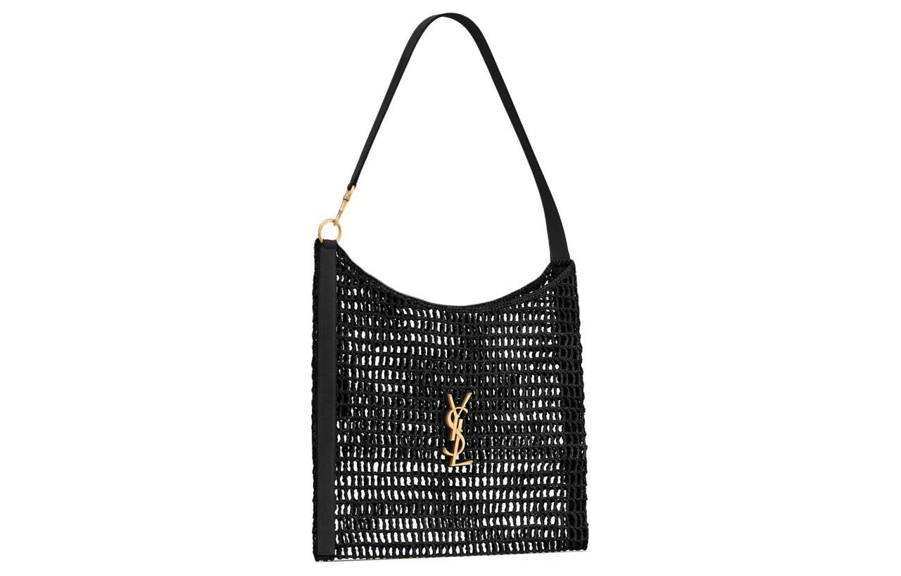 SAINT LAURENT Raffia Handbag, Shoulder Bag Men's Black