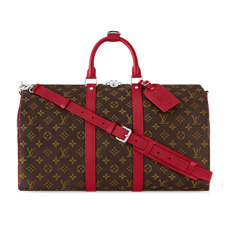 LOUIS VUITTON Keepall Coated Canvas Travel Bag Men's Silk Red