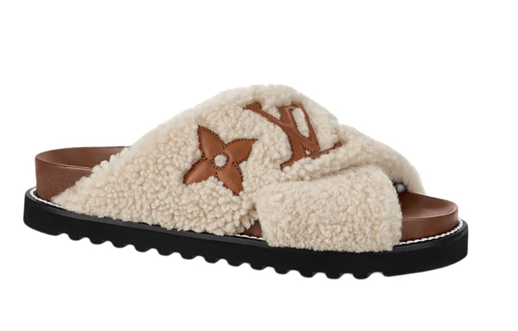 LOUIS VUITTON Paseo Comfort Slide Slippers Women's Beige