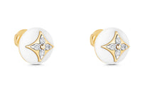 LOUIS VUITTON Color Blossom Studs Yellow Gold White Gold White Agate And Diamonds