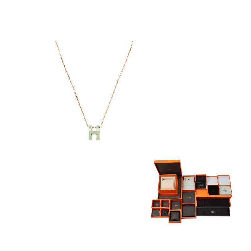 HERMES POP H Collection Metal Necklaces Women's Rose Gold