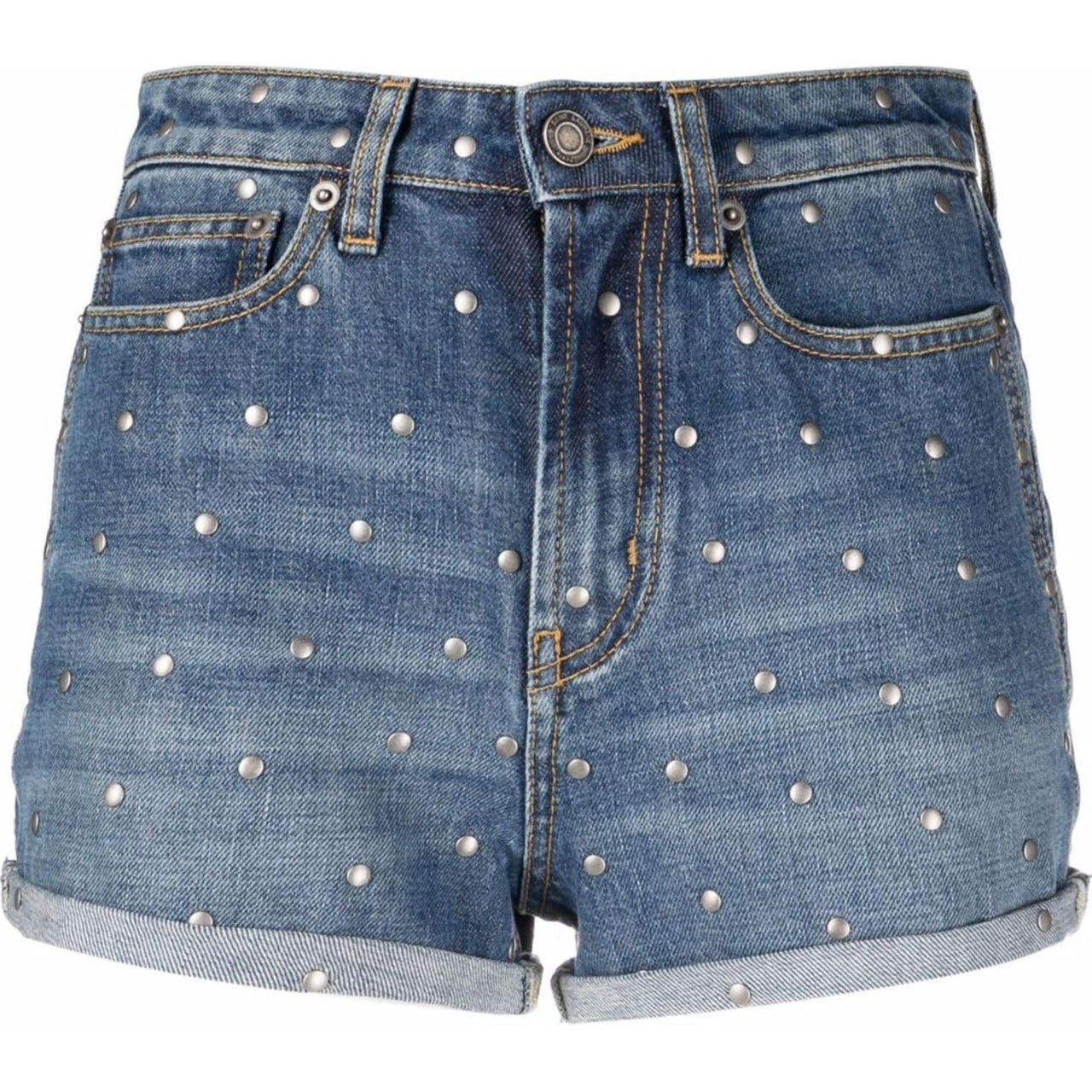 SAINT LAURENT Stud-embellished Jean Shorts