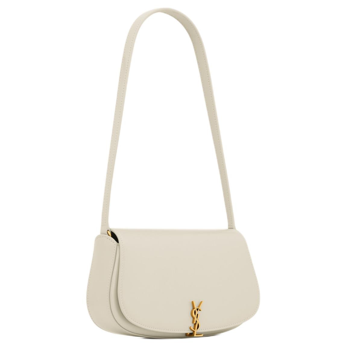 SAINT LAURENT Calfskin Handbag, Shoulder Bag Mini Women's White