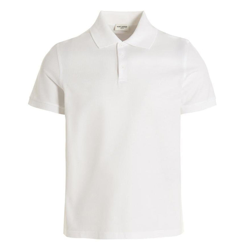 SAINT LAURENT Cassandre Logo Embroidered Polo Shirt