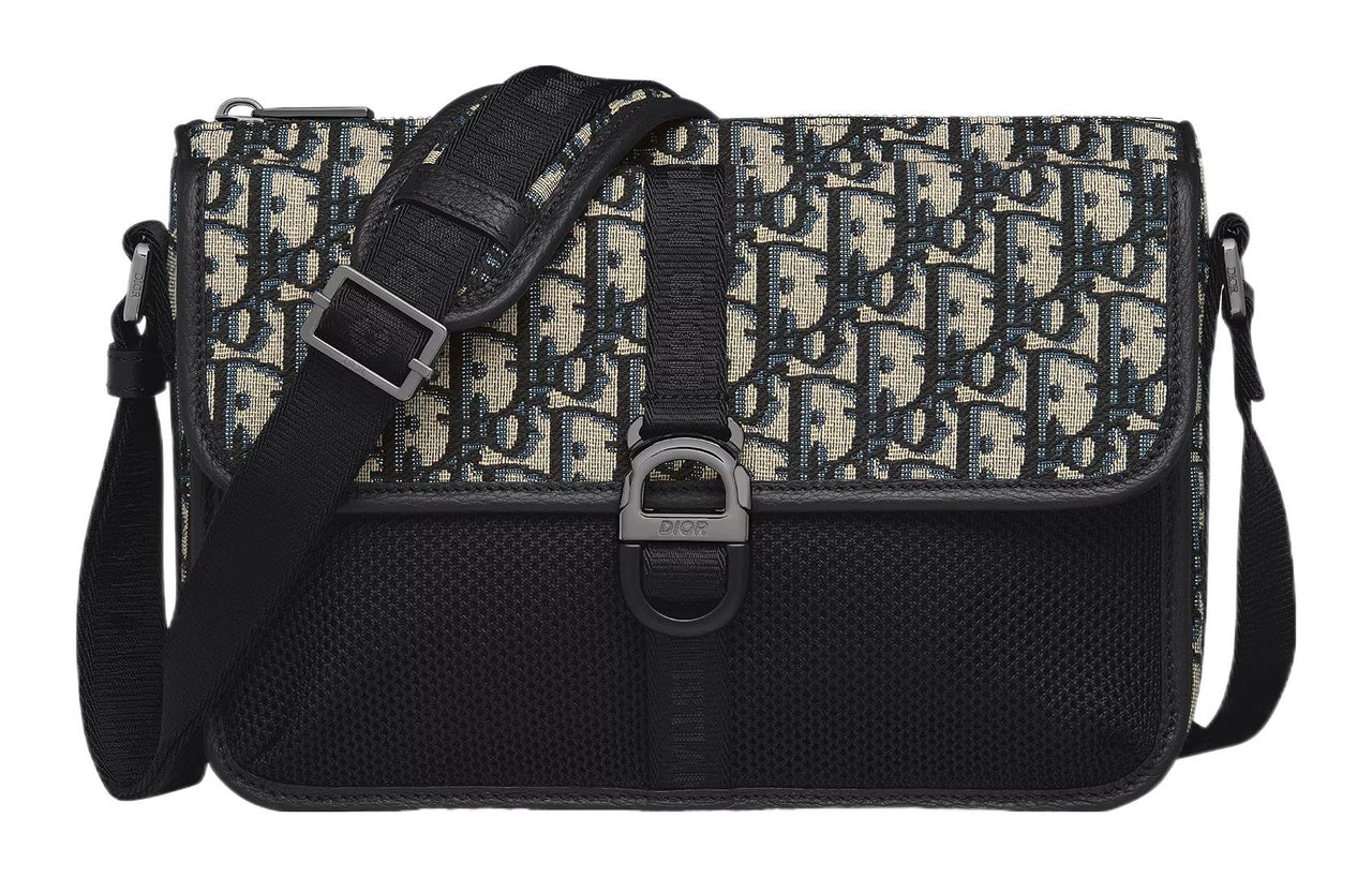 DIOR Oblique Print Crossbody Bag, Shoulder Bag Men's Beige & Black