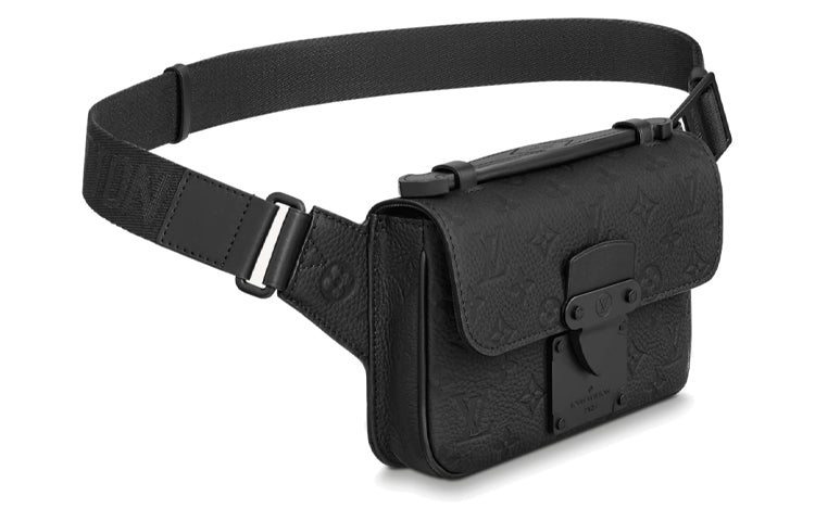 LOUIS VUITTON Cow Leather Fanny Pack, Sling Bag, Crossbody Bag Men's Black