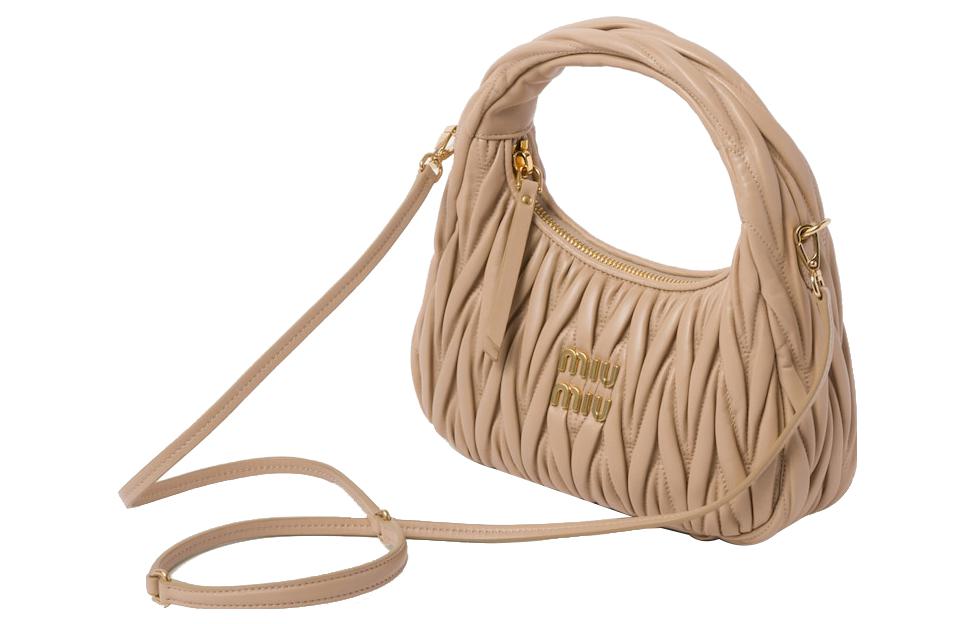 MIU MIU Sheepskin Hobo Bag, Shoulder Bag, Handbag Women's Sand Yellow