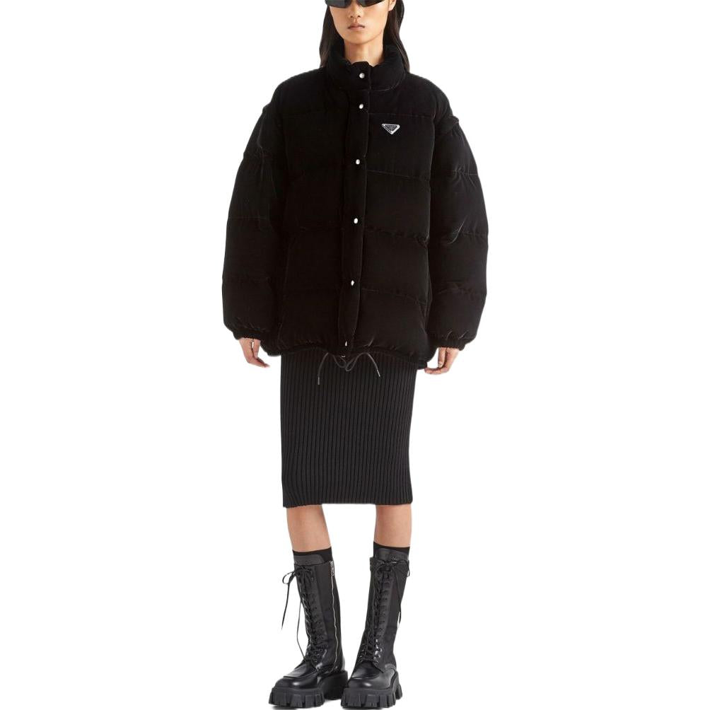 PRADA Convertible Velvet Down Jacket