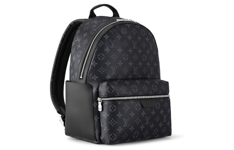 LOUIS VUITTON Discovery Coated Canvas Cow Leather Patchwork Trim Backpack Small Size Men's Black
