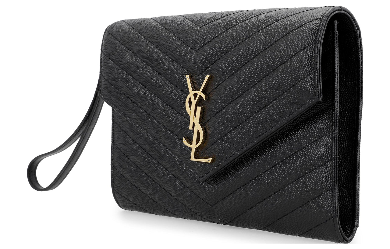SAINT LAURENT Leather Clutch Regular Women's Black
