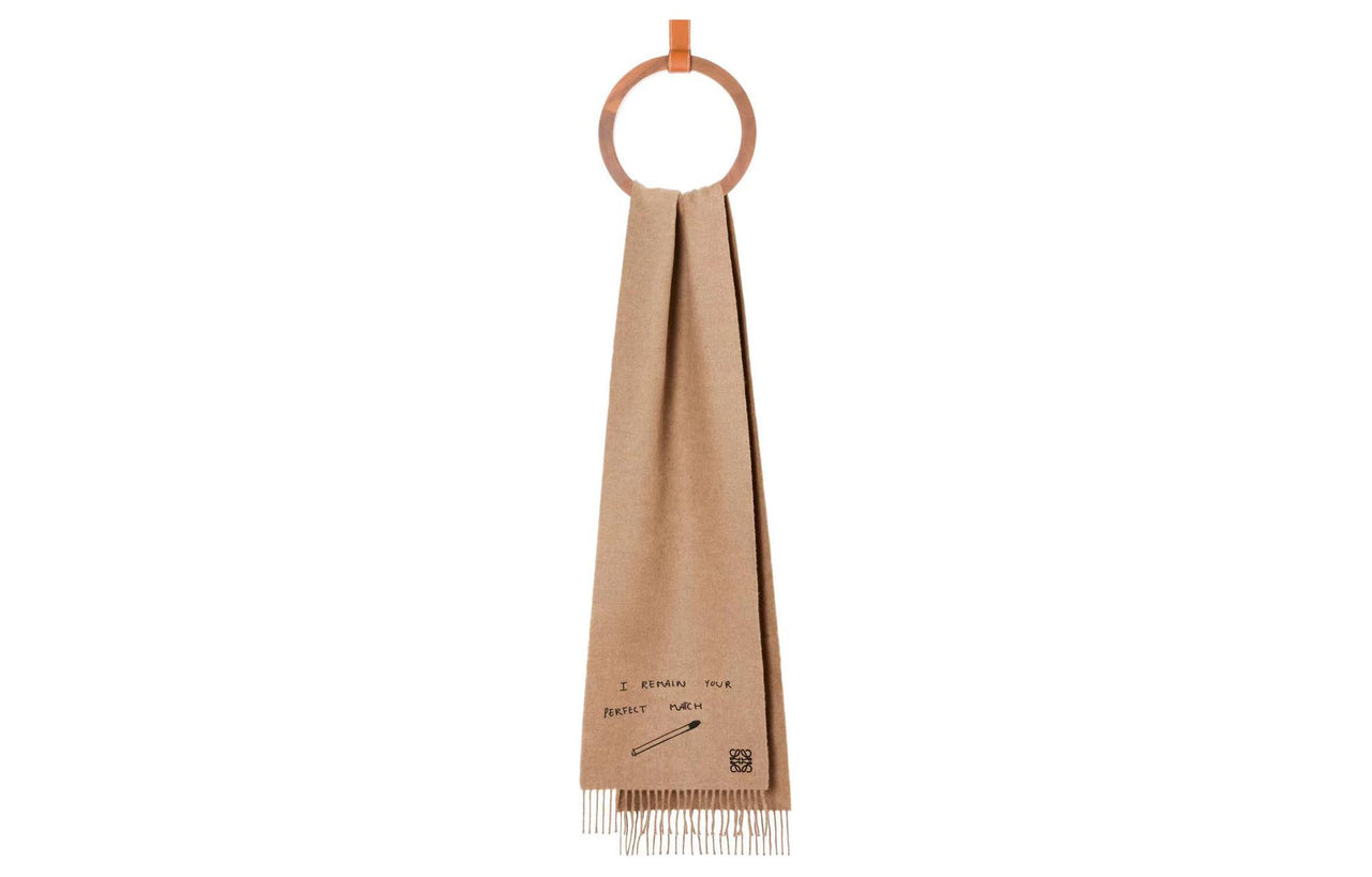 LOEWE Anagram Knit Scarves Women's Dark Brown