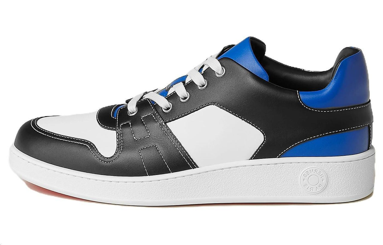 HERMES Low-Top Stylish Skateboarding Shoes Men's Black White Blue