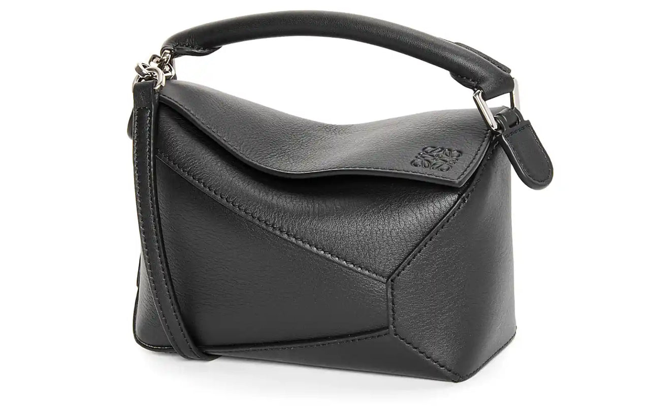 LOEWE Puzzle Cow Leather Handbag, Shoulder Bag, Crossbody Bag Mini Women's Black