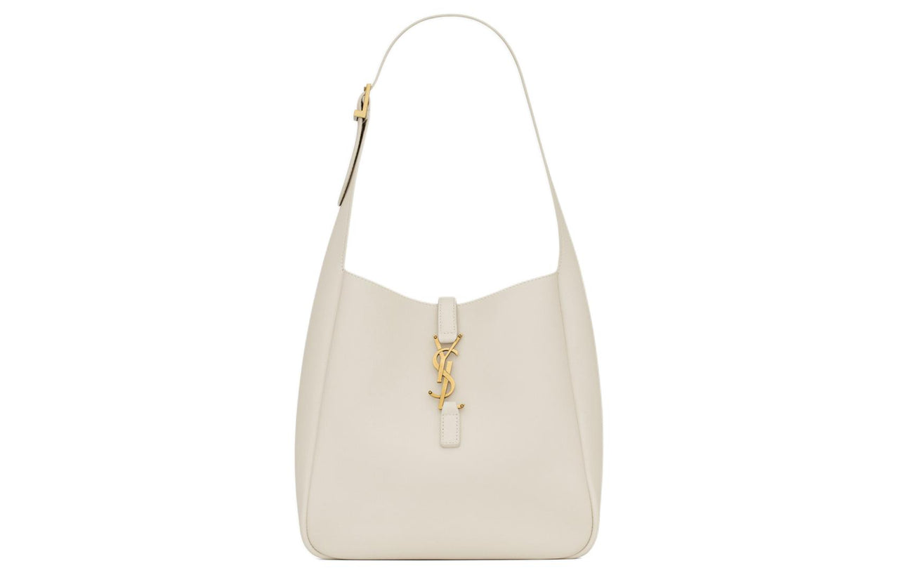 SAINT LAURENT LE5A7CASSANDRE Grain Leather Handbag, Shoulder Bag Small Size Women's Vintage White