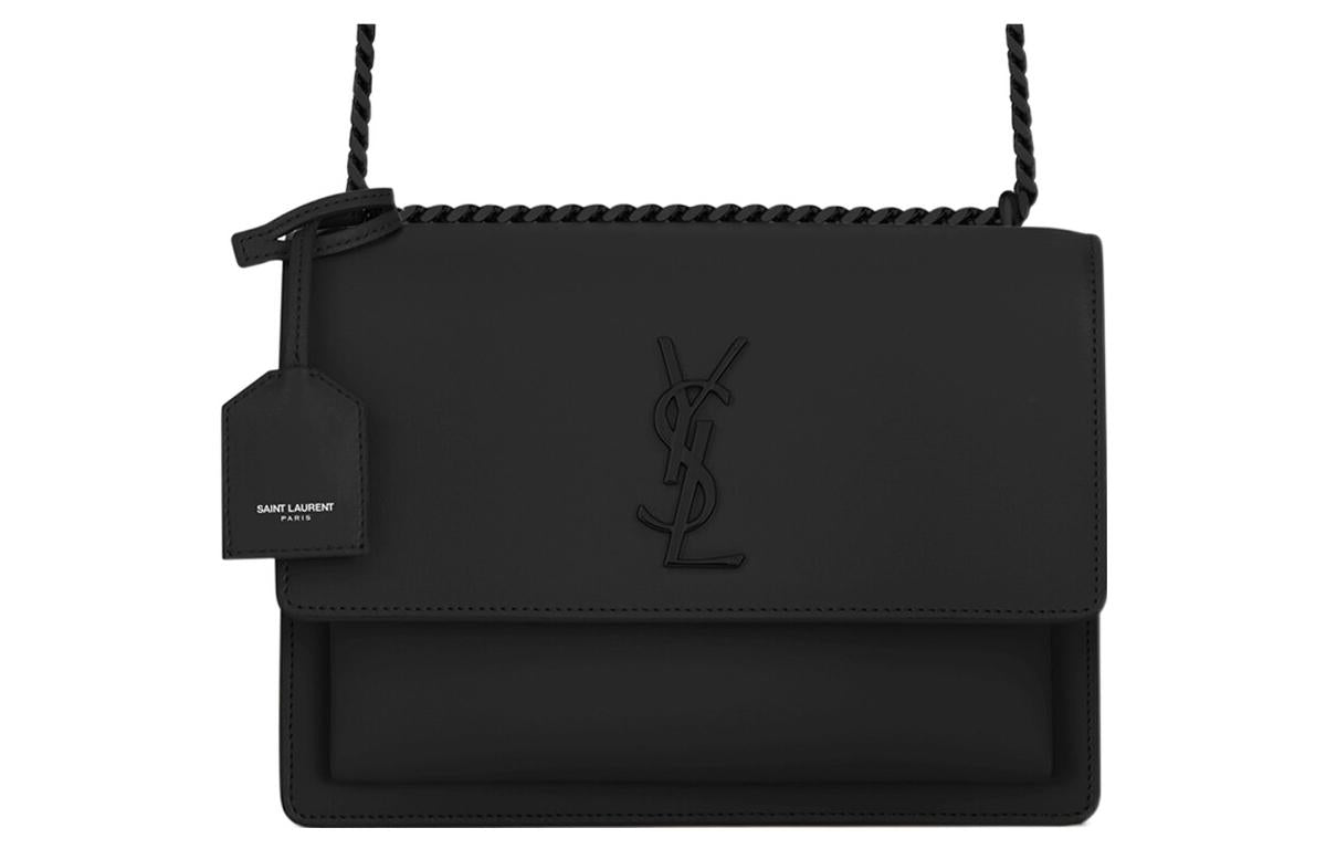SAINT LAURENT SUNSET Cow Leather Sunset Bag, Crossbody Bag, Shoulder Bag Women's Black