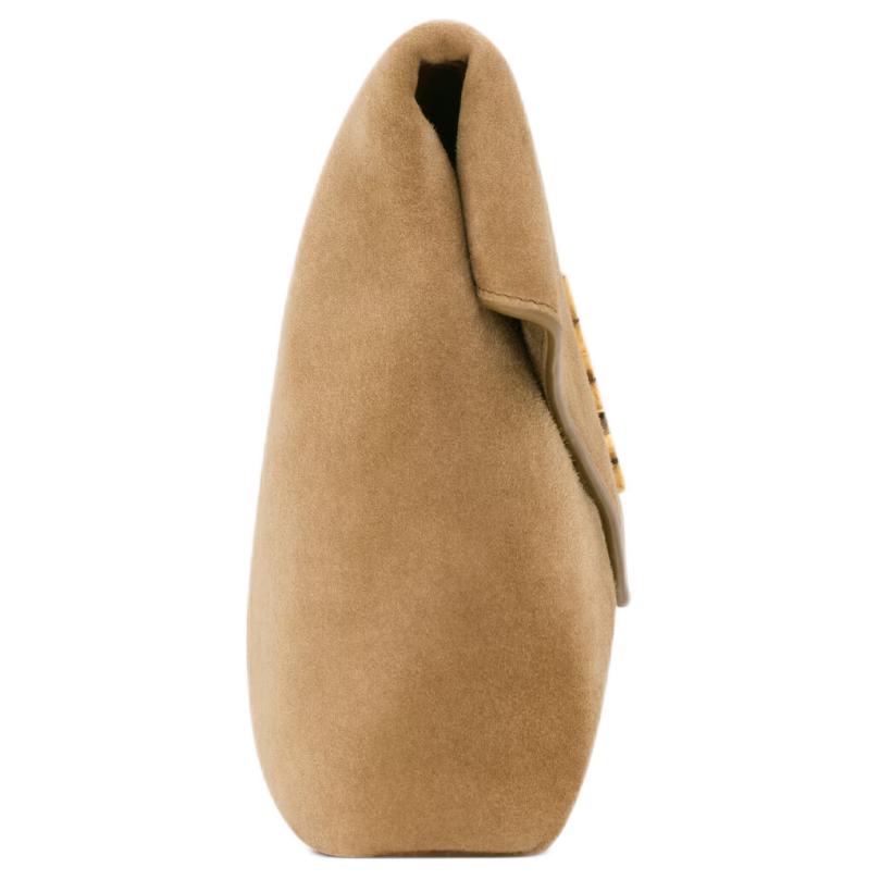 SAINT LAURENT CASSANDRE Suede Envelope Bag, Clutch Tubas Women's Golden Leaf