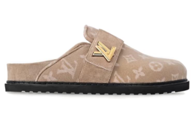 LOUIS VUITTON Rubber Sole Abrasion Resistant Closed Toe Slippers Women's Light Umber