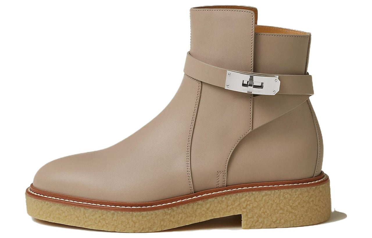 HERMES History Ankle Boots Women's Gray Yellow Beige
