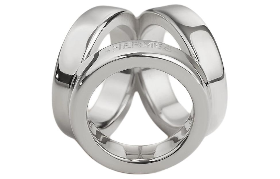 HERMES Silk Scarf Clip Women's Silver