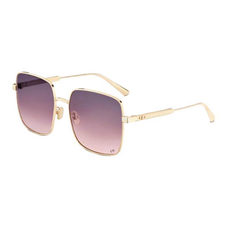 DIOR Metal Square Sunglasses Women's Gold