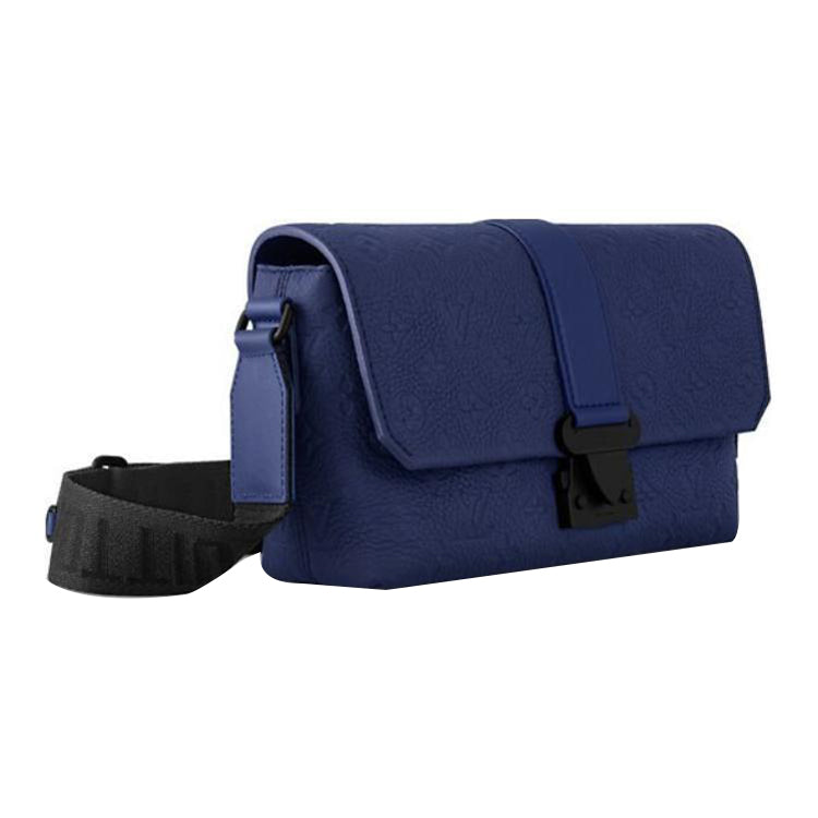 LOUIS VUITTON S-CAPE Embossed Cow Leather Shoulder Bag Crossbody Bag Men's Marine Blue
