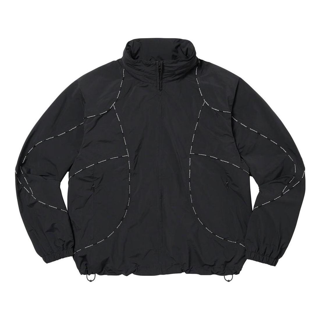 Supreme Logo Piping Hooded Track Jacket 'Black White' SUP-FW23-065