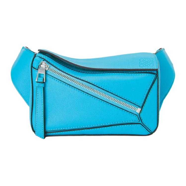 LOEWE Puzzle Bum Bag In Classic Calfskin Mini Cyan