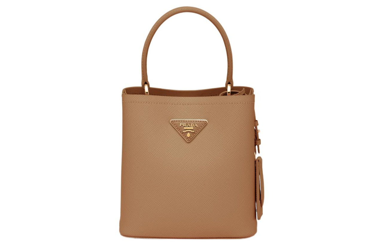PRADA Panier Leather Shoulder Bag, Crossbody Bag, Handbag Regular Women's Caramel