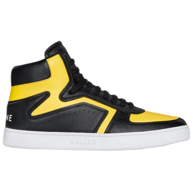 CELINE High-Top Stylish Skateboarding Shoes Men's Black Yellow
