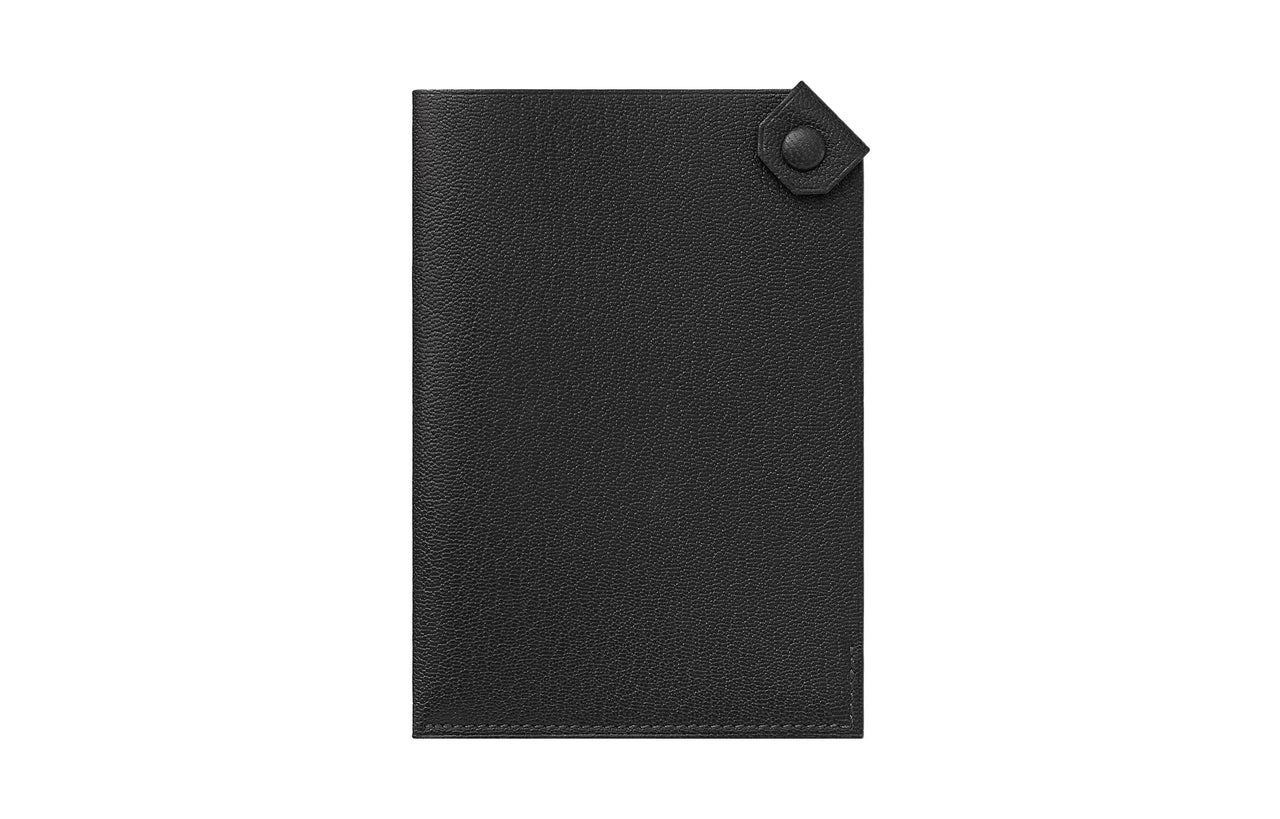 HERMES Tarmac Chamkila Goat Skin Passport Holder Regular Women's Noir Black