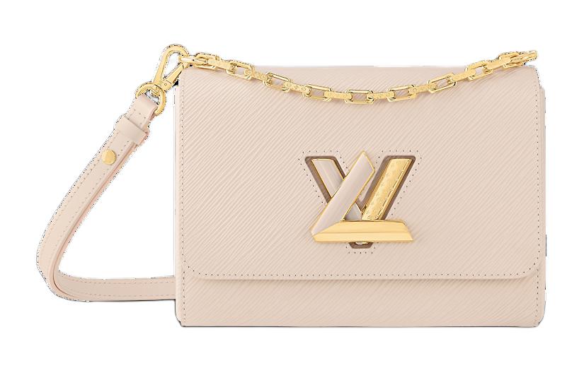 LOUIS VUITTON Twist Epi Textured Leather Patchwork Cow Leather Shoulder Bag Medium Size Women's Quartz White