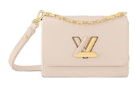 LOUIS VUITTON Twist Epi Textured Leather Patchwork Cow Leather Shoulder Bag Medium Size Women's Quartz White