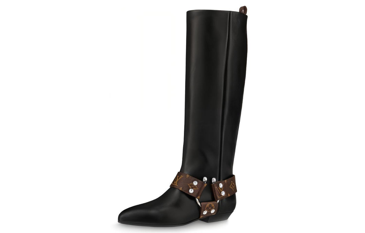 LOUIS VUITTON Rhapsody High Boots 'Black With Brown Belt' Women's
