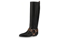 LOUIS VUITTON Rhapsody High Boots 'Black With Brown Belt' Women's