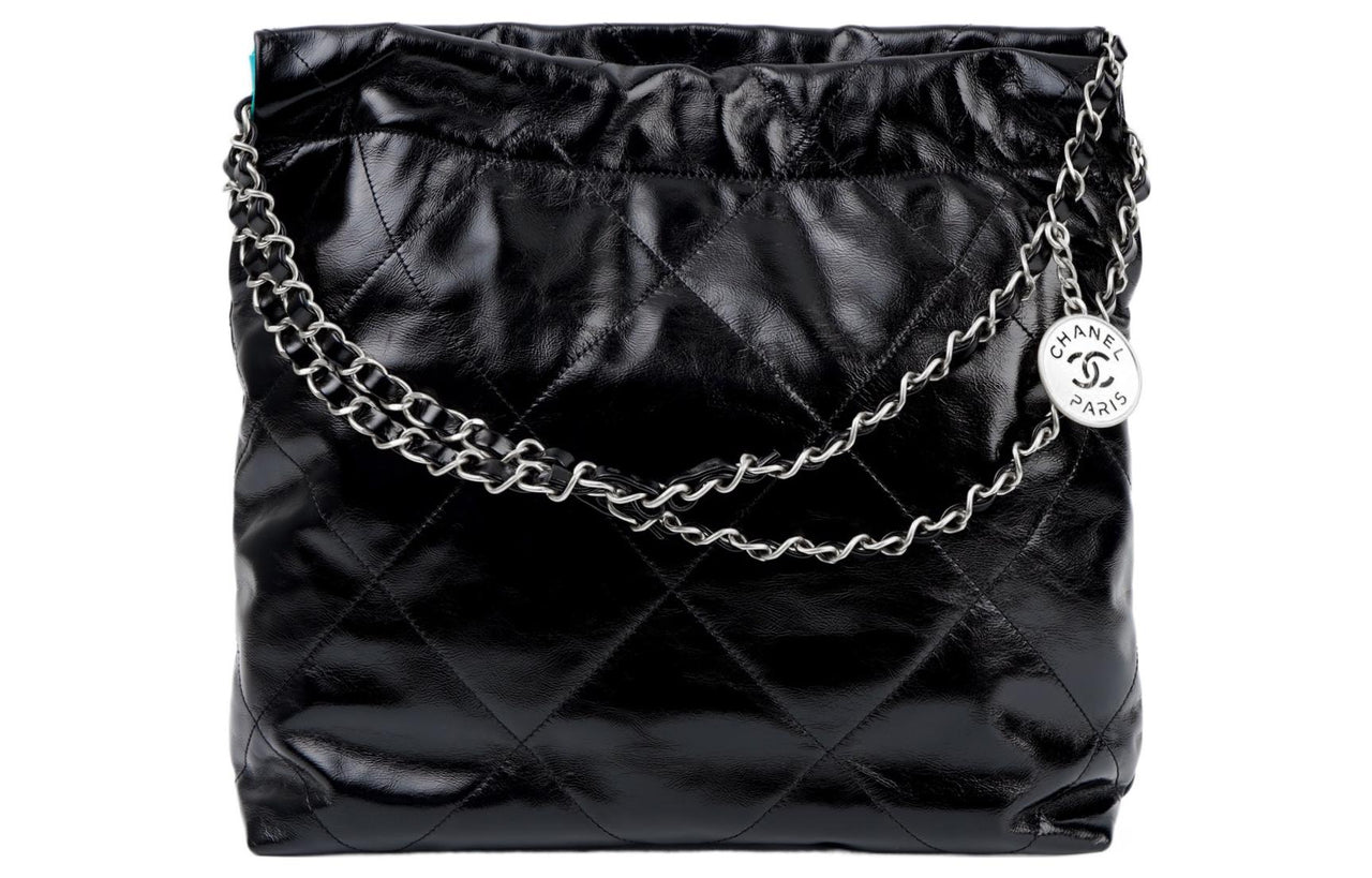 CHANEL 22Bag Smooth Finish Calfskin Tote Bag Shopping Bag Crossbody Bag Shoulder Bag Small Size Women's Black