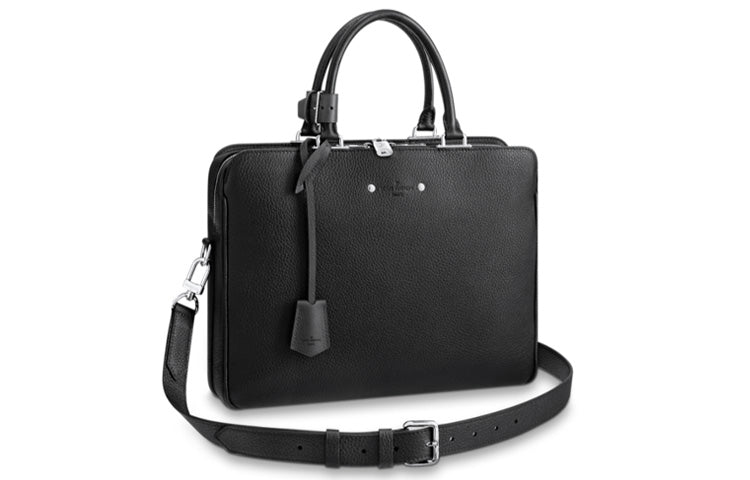 LOUIS VUITTON ARMAND Cow Leather Briefcase Laptop Bag Shoulder Bag Crossbody Bag Handbag Men's Black