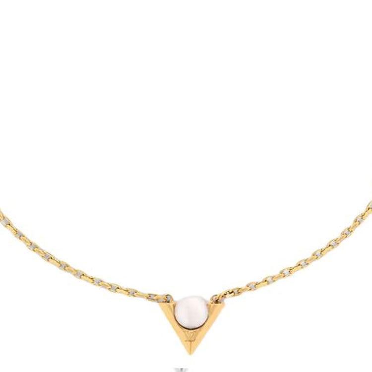 LOUIS VUITTON Resin Pearls Necklaces Women's Gold