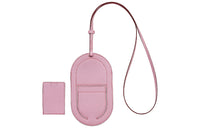 HERMES In The Loop Mysore Goat Skin Pig Nose Card Holder Cell Phone Pouch Large Size Women's Mallow Purple/Heart Red
