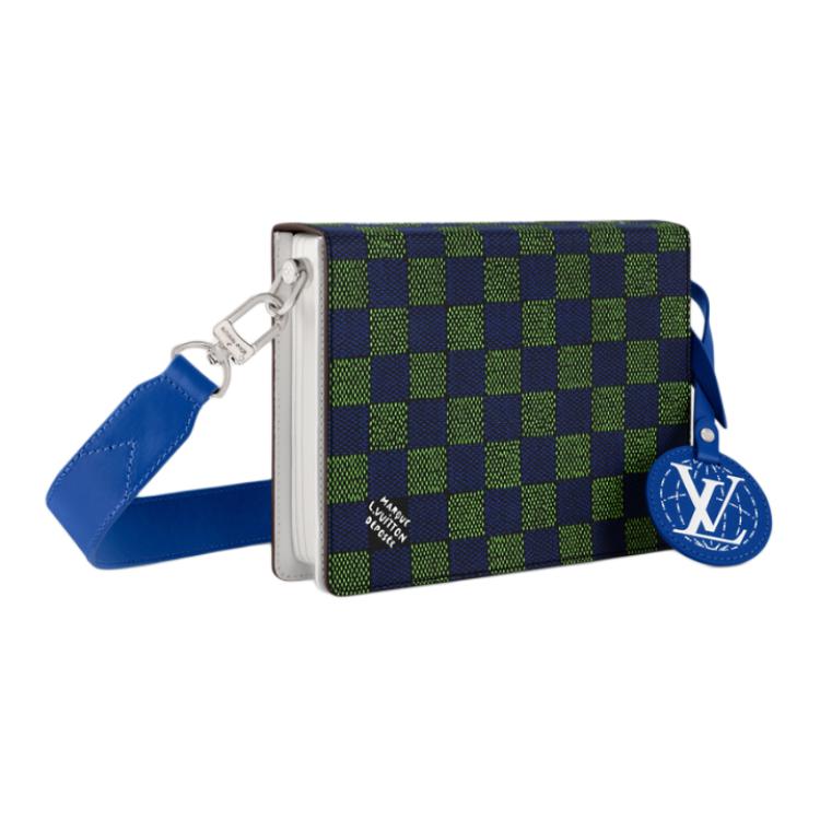 LOUIS VUITTON Damier Heritage Coated Canvas Messenger Bag Crossbody Bag Shoulder Bag Men's Blue & Green