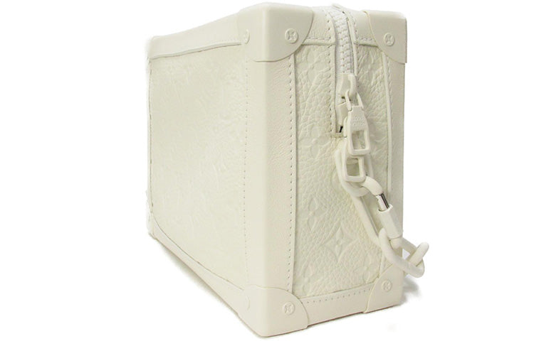 LOUIS VUITTON SOFT TRUNK Little Bull Leather Box Bag Messenger Bag Handheld Shoulder Bag Crossbody Bag Men's White