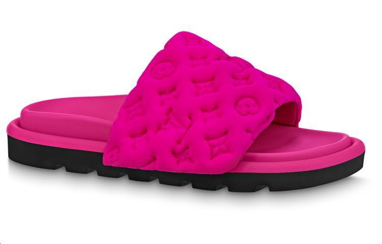 LOUIS VUITTON Odor Resistant Slide Slippers Women's Rose Red