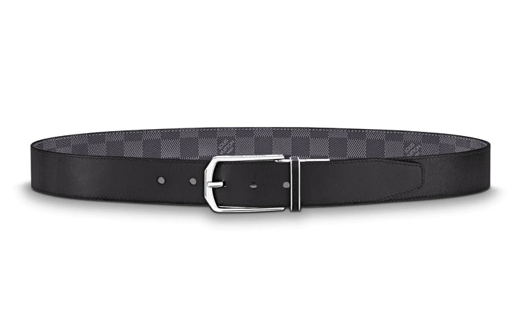LOUIS VUITTON Slender Cow Leather Belts Men's Width 3.5CM