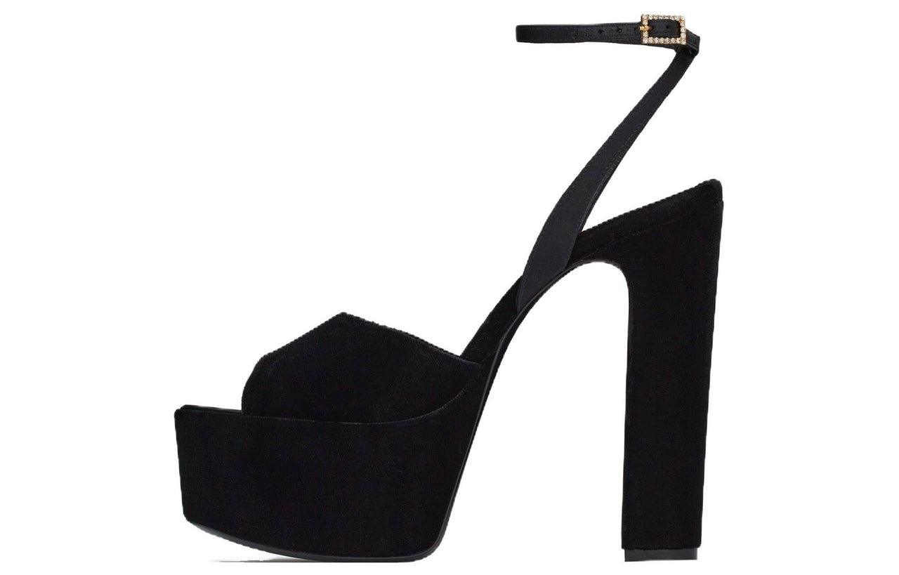 SAINT LAURENT Jodie 95mm Velvet Sandals