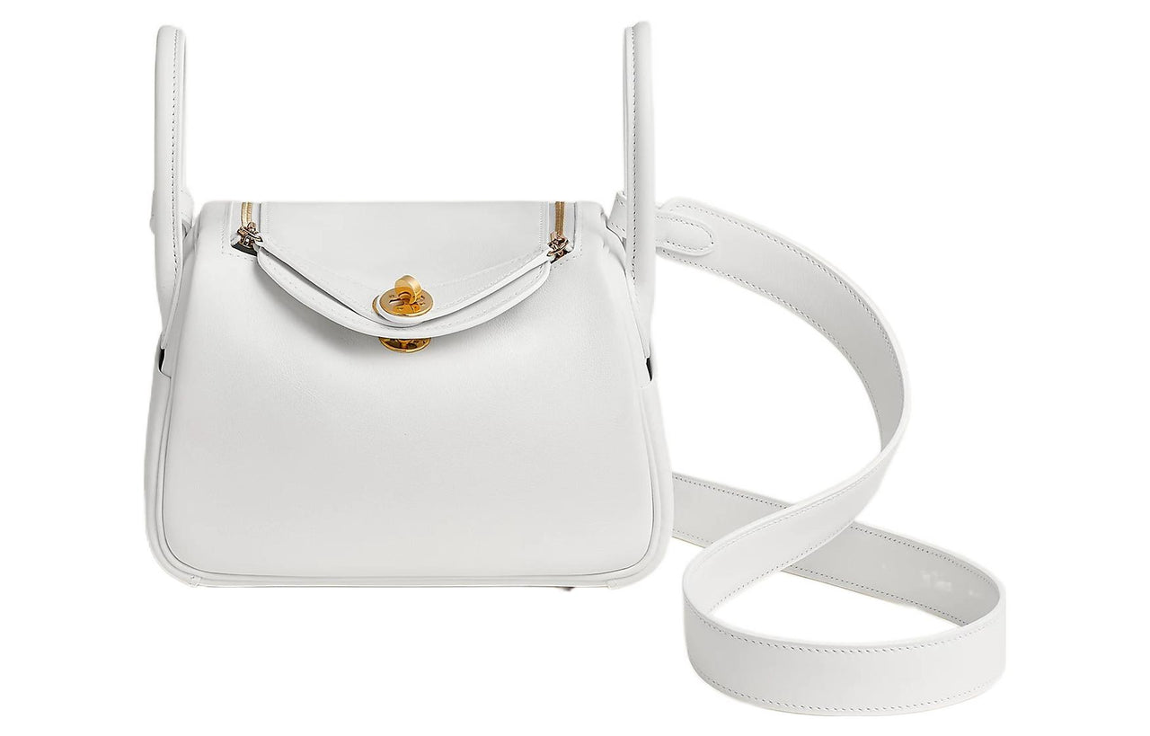 HERMES Lindy Swift Calfskin Handbag Shoulder Bag Crossbody Bag Mini Women's 01 Blanc Pure White