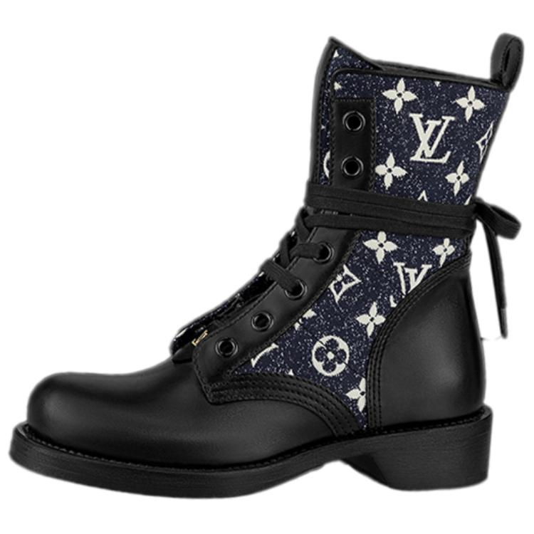 LOUIS VUITTON Lv Metropolis Flat Ranger Boots 'Black With Denim Monogram' Women's