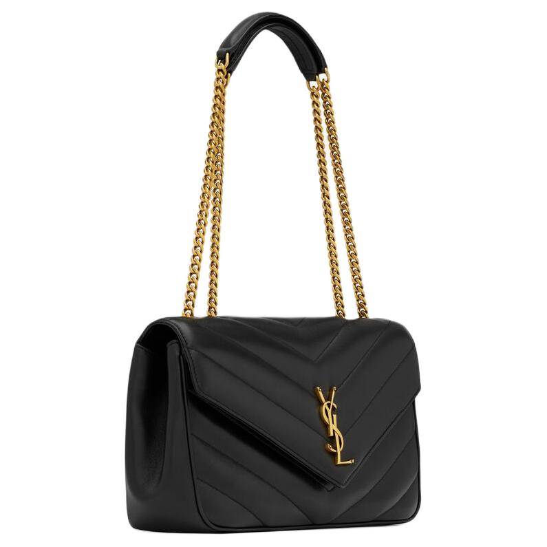 SAINT LAURENT LOULOU Lambskin Envelope Bag Crossbody Bag Shoulder Bag Medium Size Women's Black