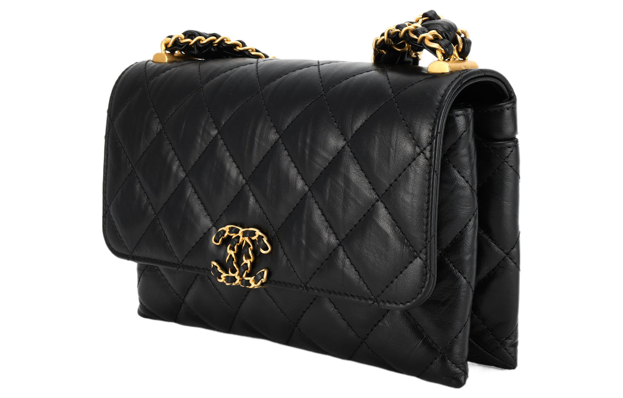 CHANEL Cow Leather Tofu Bag Handbag Shoulder Bag Women's Black