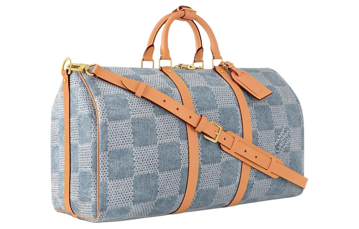 LOUIS VUITTON Keepall Canvas With Leather Trim Monkey Bag Canvas Bag One Shoulder Crossbody Portable Travel Bag Men's