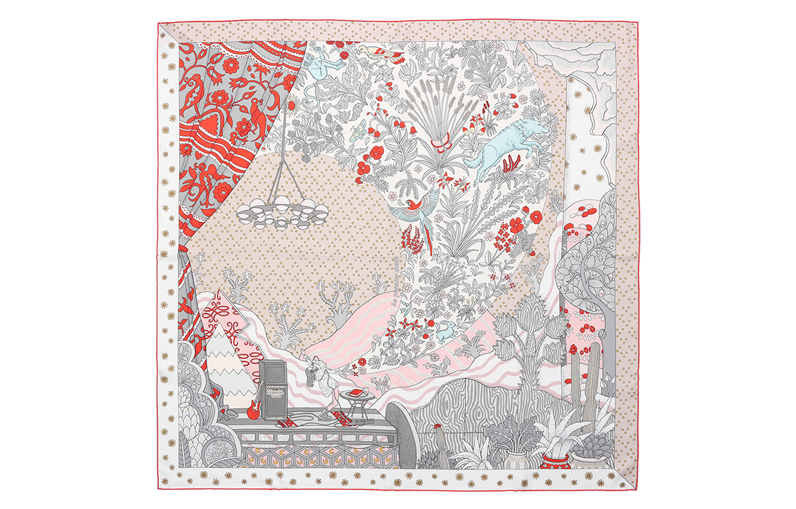 HERMES Silk Scarves Women's Garnet Red