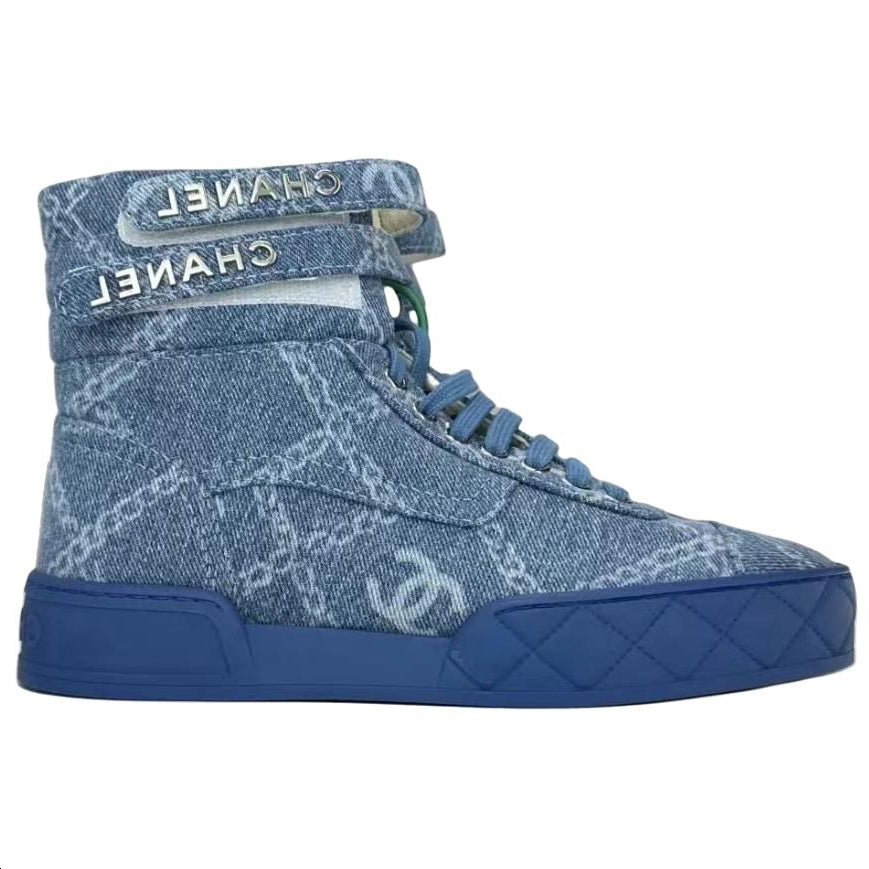 CHANEL High Top Skateboard Shoes Women's Blue
